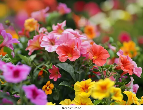 Colorful Petunia Flowers in Bloom