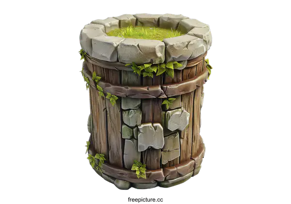 [Transparent Background PNG]Cartoon style wooden barrel