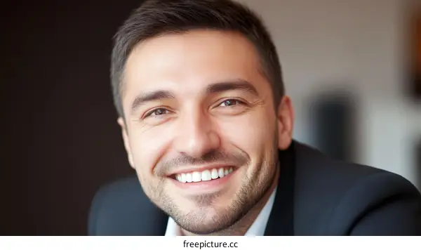 Smiling Business Man Portrait Close Up