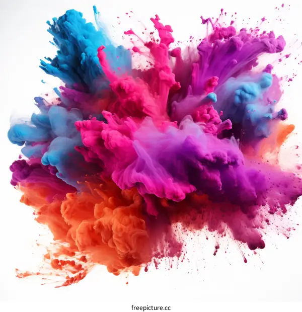 Colorful powder explosion on white background