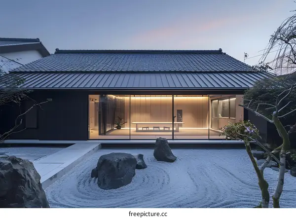 Modern Japanese Home with Zen Garden