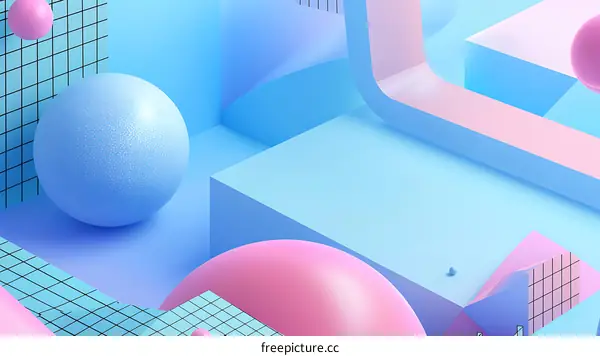 Abstract Pastel 3D Background with Geometric Shapes