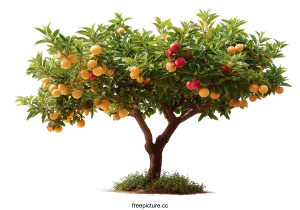 [Transparent Background PNG]Fruit Tree with Oranges and Apples