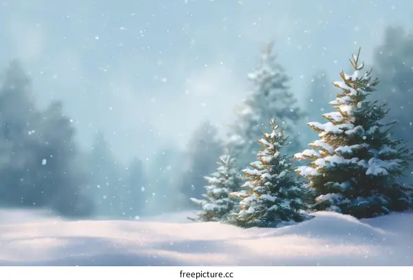 Snowy Winter Forest Scene Illustration