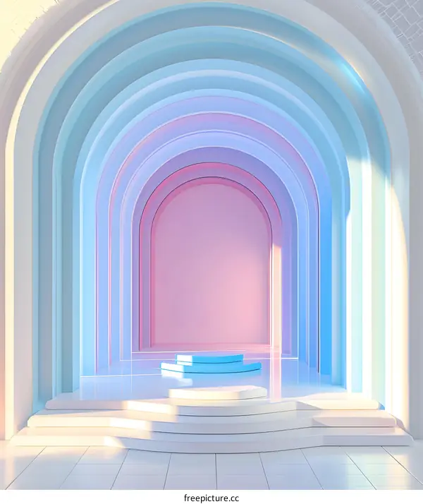 Abstract 3D  Pastel Pink and Blue Archway Background