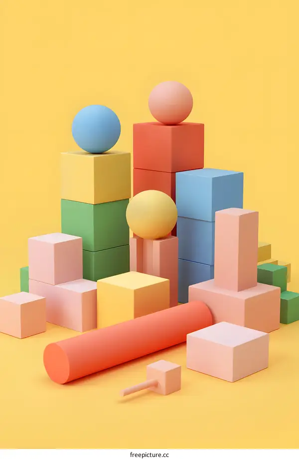 3d rendering of colorful geometric shapes