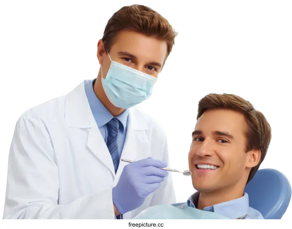 [Transparent Background PNG]Dental Checkup Procedure with Doctor and Patient