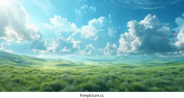 Sweeping Green Hills and Blue Sky