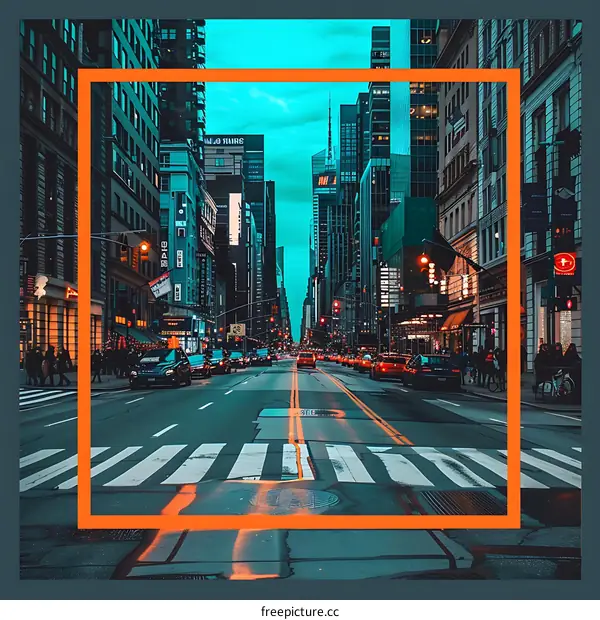 Cityscape with Buildings and Cars on a Street