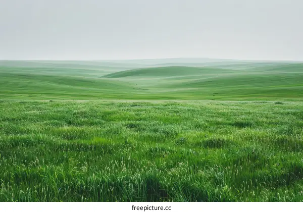 Green Rolling Hills of the Steppe Landscape