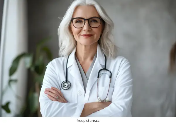 Confident Female Doctor Portrait in Medical Setting