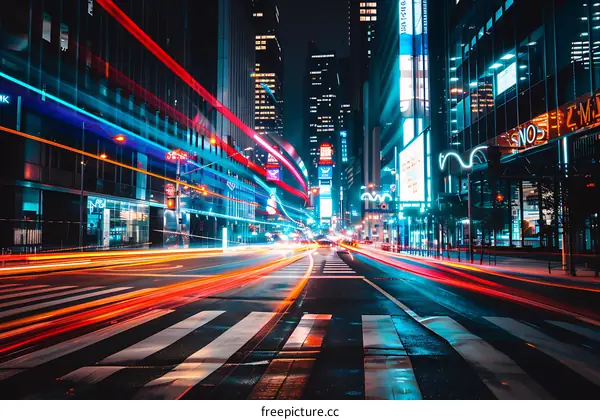 Night Cityscape with Light Trails
