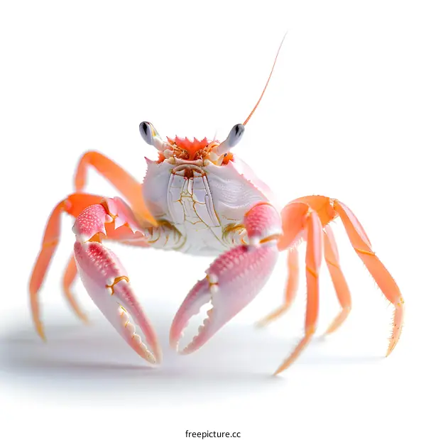 A pink crab on a white background