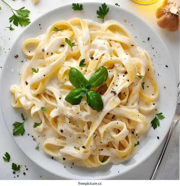 Creamy Garlic Parmesan Pasta with Basil