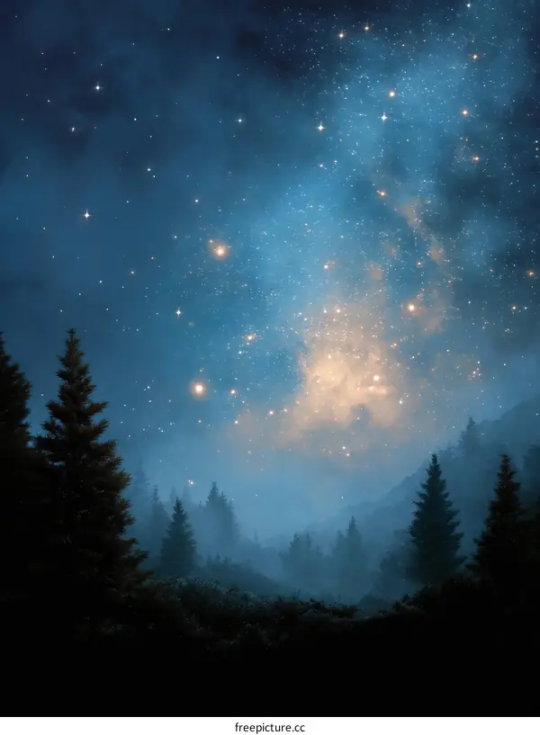 Starry Night Forest Scene