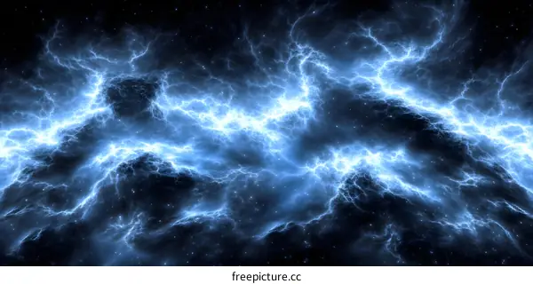 Blue Electric Lightning Fractal Abstract Background