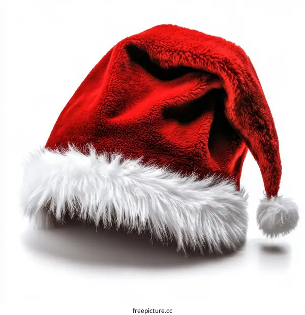 Red Christmas Santa Hat on White Background