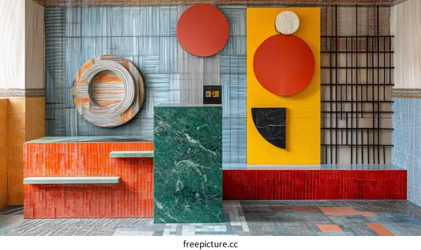 Colorful Geometric Tiles Interior Design