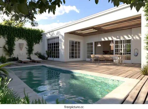 Modern House With Pool and Patio