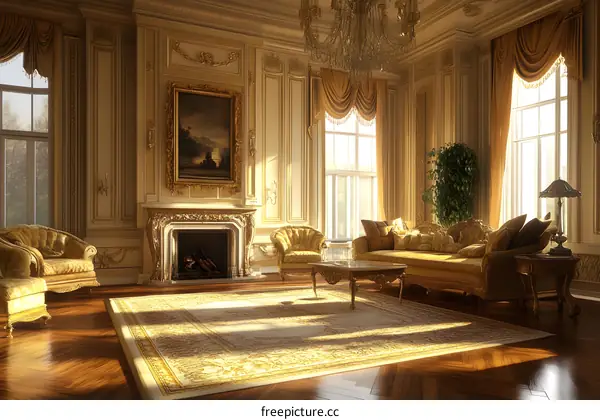 Golden Luxury Living Room Interior Design
