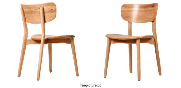 [Transparent Background PNG]Modern Wooden Dining Chairs Pair