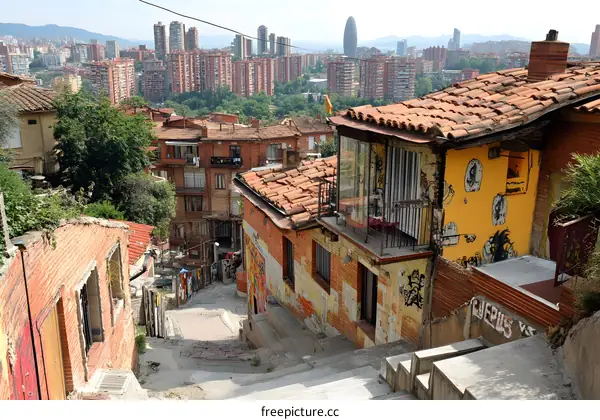 Graffiti Art on Brick Buildings in Barcelona