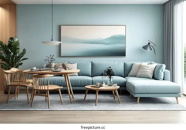 Modern Light Blue Living Room Interior Design