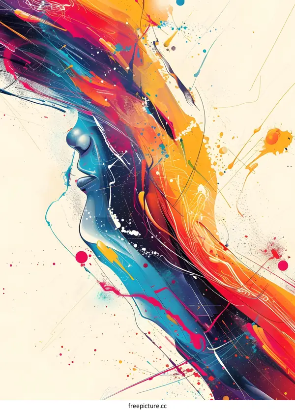 Colorful abstract portrait of a woman