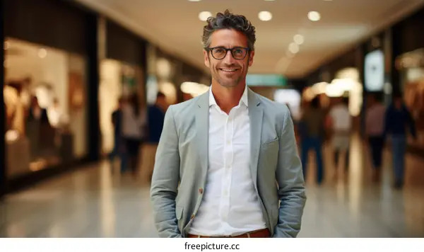 Portrait of a smiling businessman in a shopping mall