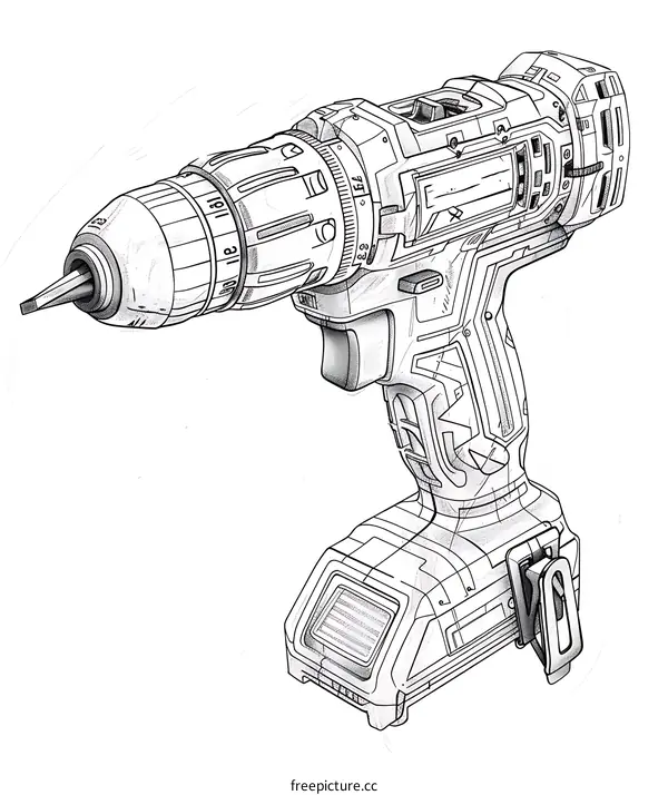Cordless Drill Technical Drawing