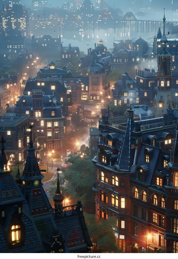 Rainy Night in European Metropolis