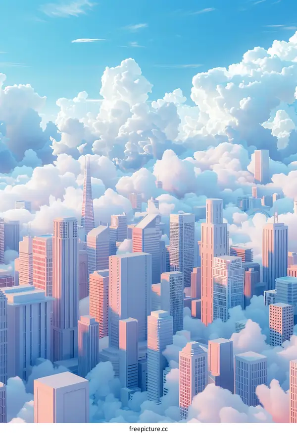 A City Surrounded by Clouds from Above