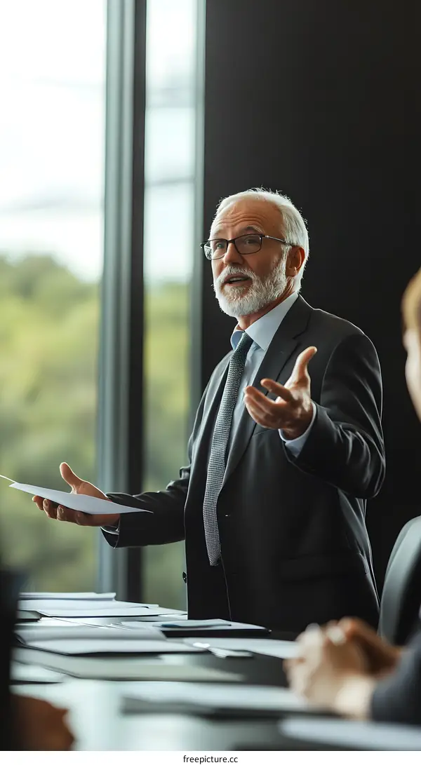 Businessman Giving Presentation in Conference Room
