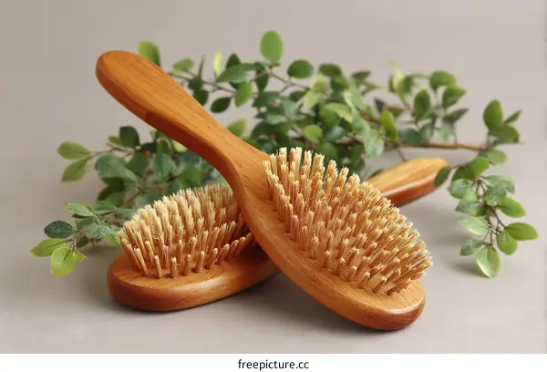 Wooden Hair Brushes with Natural Bristles