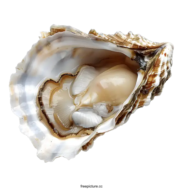 [Transparent Background PNG]Fresh open oyster on white background