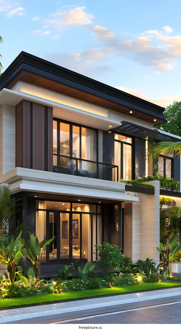 Modern Architecture House Design with Lush Tropical Landscape