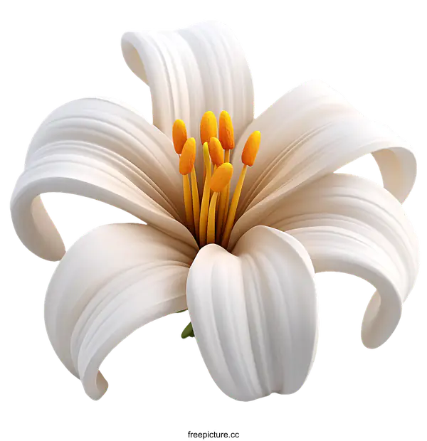 [Transparent Background PNG]Elegant 3D White Lily Flower Illustration