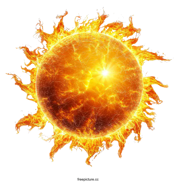 [Transparent Background PNG]Fiery Sun Illustrative Design