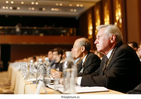 Business Conference Attendees in Large Ballroom
