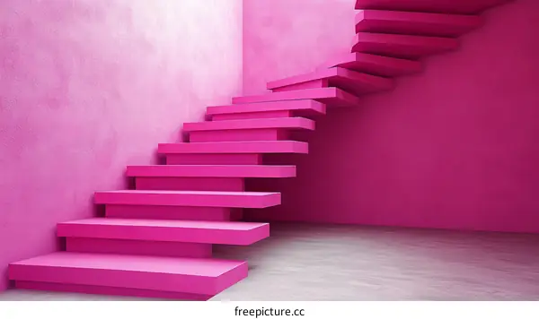 Pink Spiral Staircase in a Modern Interior