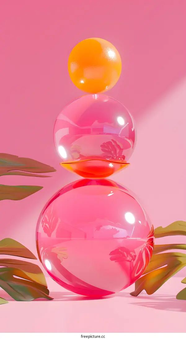 Abstract 3D Sphere and Leaf Art