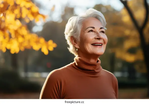 Portrait of a happy senior woman smiling outdoors