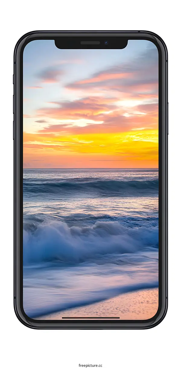Beautiful Sunset View On Mobile Phone Screen
