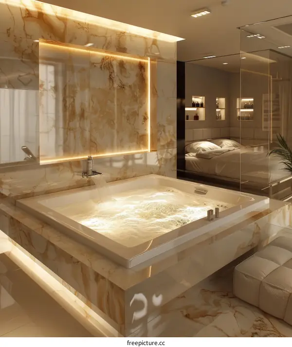 Luxury Marble Jacuzzi Spa Bathroom Design