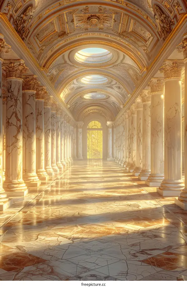 Majestic Golden Hallway of an Ancient Palace