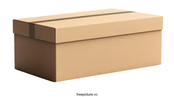 [Transparent Background PNG]Beige Cardboard Box with Brown Tape