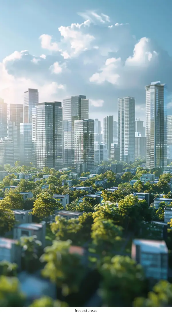 Skyline View of Modern City with Greenery
