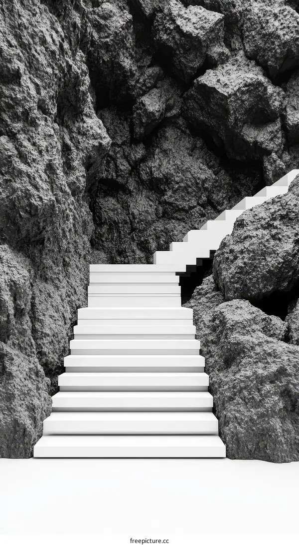 Modern Abstract Staircase in a Rock Cave