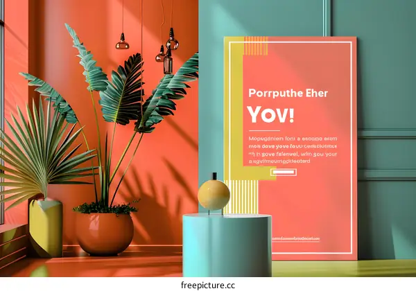 Modern Minimalist Interior Design With Tropical Plants and Colorful Accents