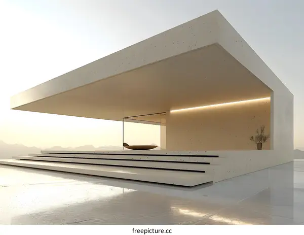 Modern minimalist architecture house with huge terrace